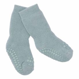 Go Baby Go Non-Slip Organic Cotton Socks in Dusty Blue