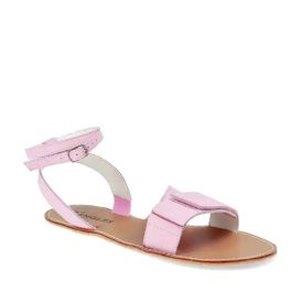 Rose Leather Sandals With Soft Premium Leather Upper, Thin Flexible Sole, Fixed Insole, And Adjustable Velcro And Buckle Straps