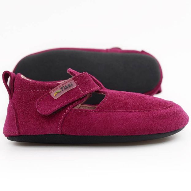 Tikki Kids Pouf Shoes Magenta Suede