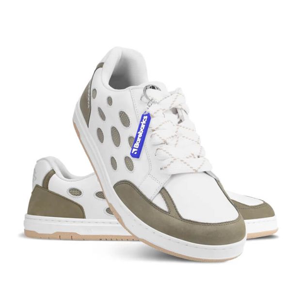 Be Lenka Adults Barebarics Fusion Leather Sneakers - White and Army Brown