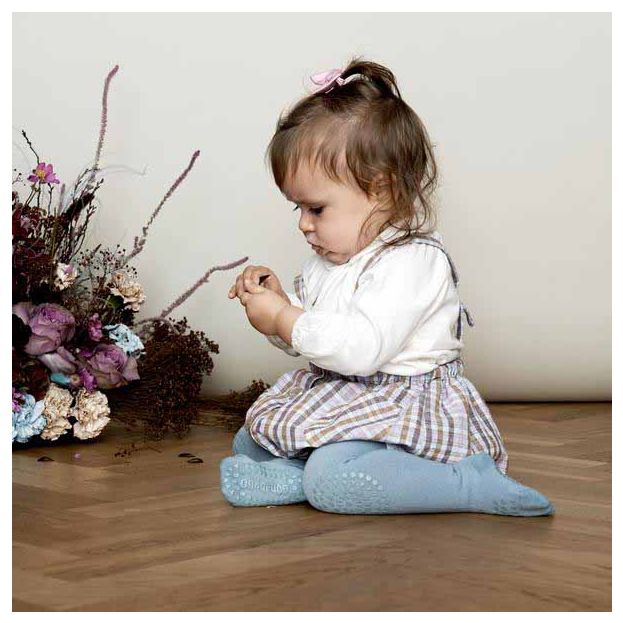 Go Baby Go Crawling Tights in Dusty Blue