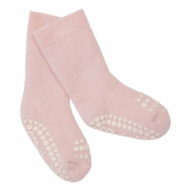 Go Baby Go Non-Slip Organic Cotton Socks in Soft Pink